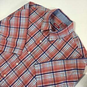 Men's Izod Short Sleeve Plaid Button Front‎ Shirt Size XL/XG